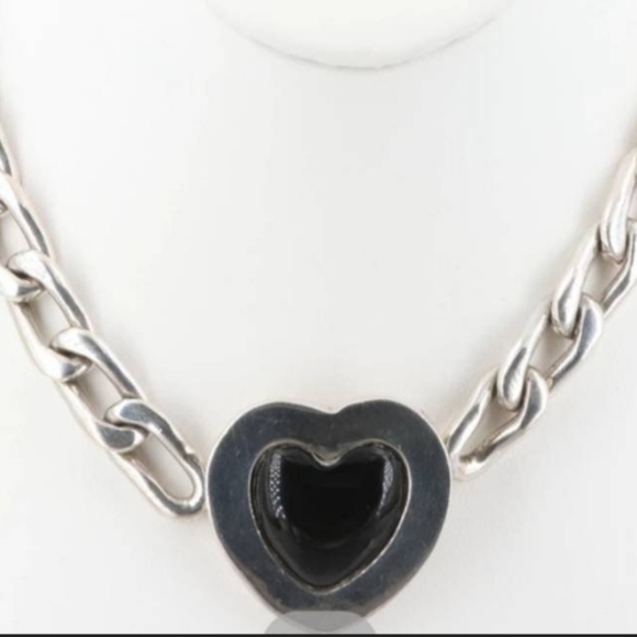 Talleres de Los ballesteros 179 g Heavy Heart Sterling Silver Necklace Taxco - Picture 2 of 5